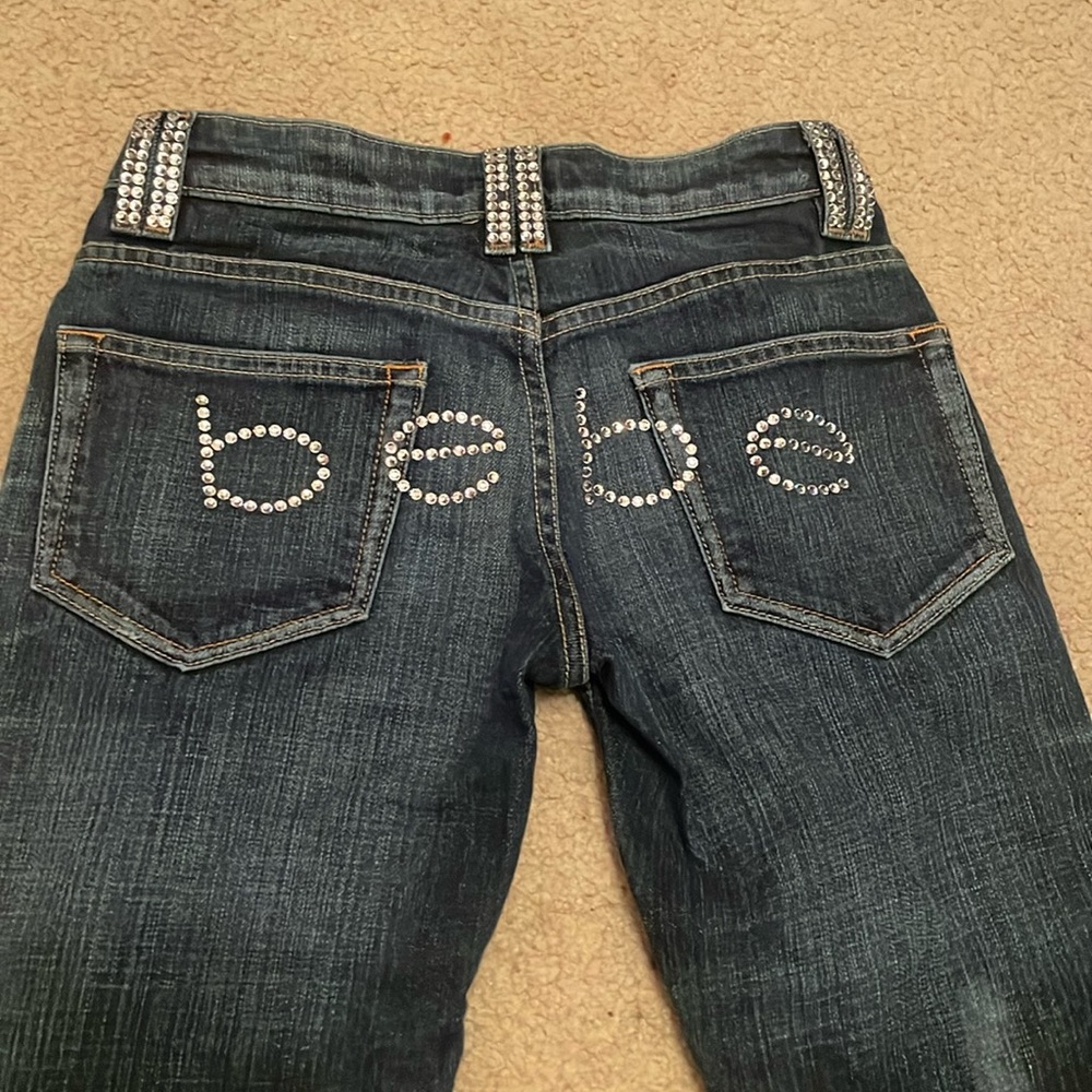 Low waisted Bebe rhinestone denim jorts
